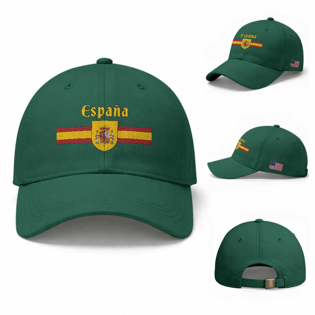 Espana Escudo Retro Spain Coat of Arms and Flag Español Baseball Cap TS11 Baseball Cap Universal Fit Irish Green Print Your Wear