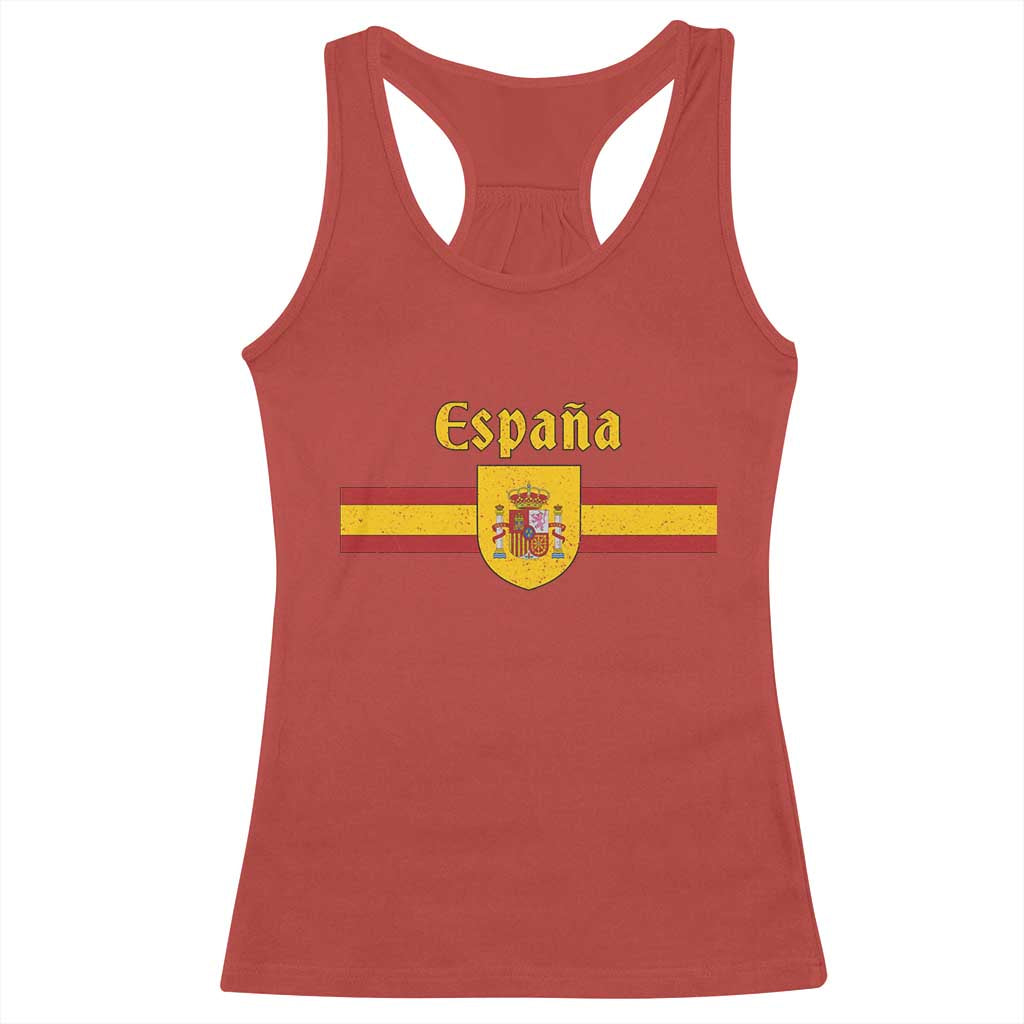Espana Escudo Retro Spain Coat of Arms and Flag Español Racerback Tank Top TS11 Red Print Your Wear