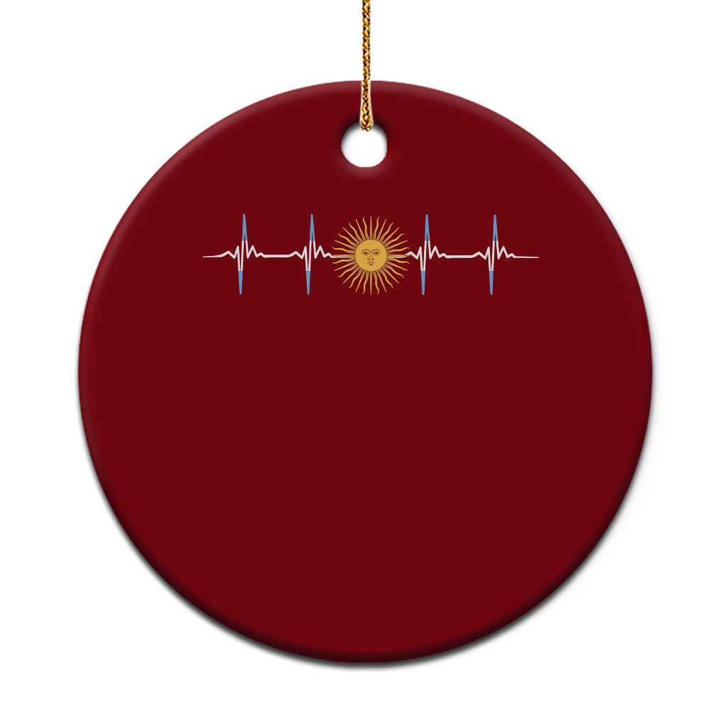 Argentina Sun of May Heartbeat ECG Pulse Argentine Pride Ceramic Ornament TS11 1pc Red Print Your Wear