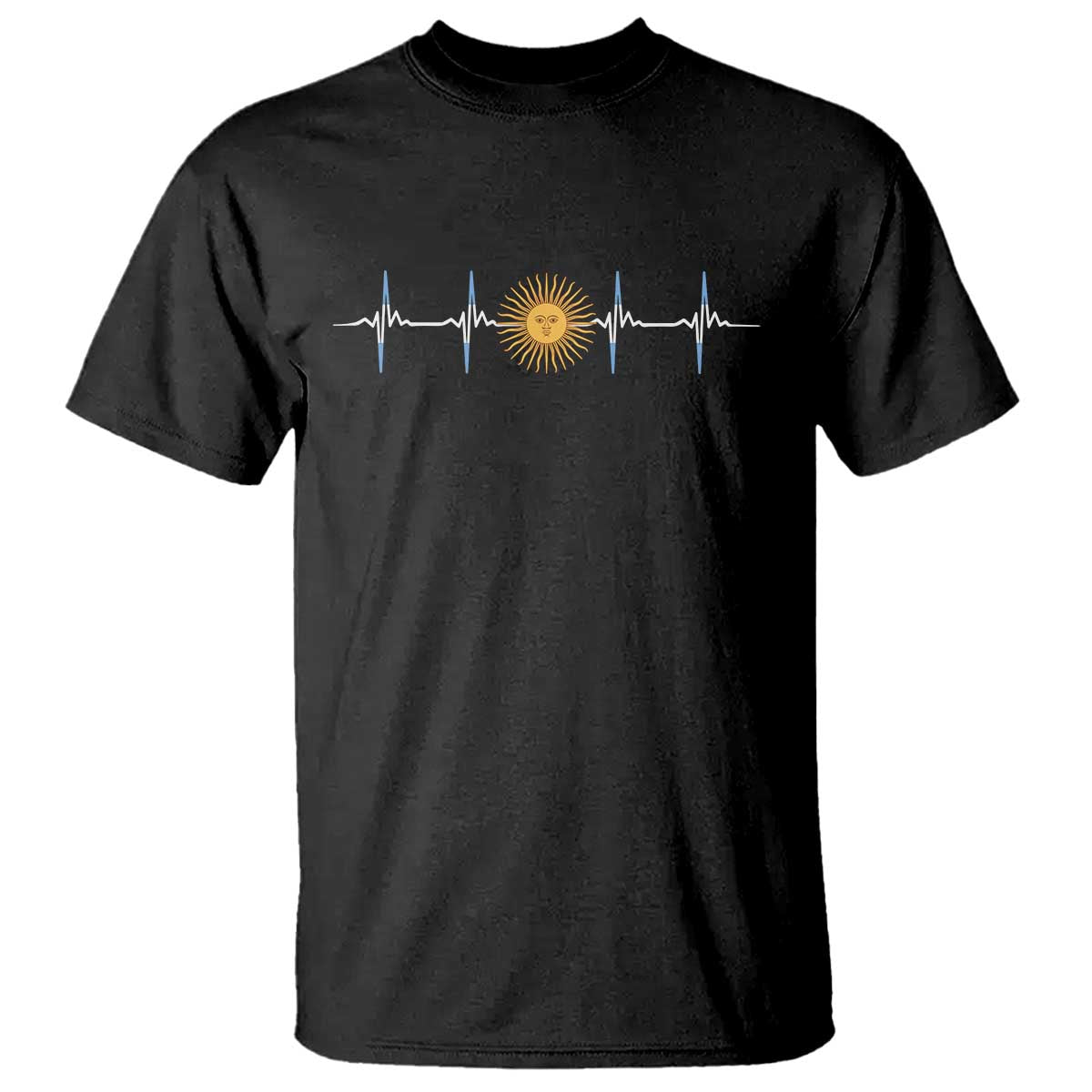 Argentina Sun of May Heartbeat ECG Pulse Argentine Pride T Shirt TS11 Black Print Your Wear
