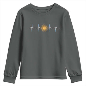 Argentina Sun of May Heartbeat ECG Pulse Argentine Pride Youth Sweatshirt TS11 Dark Heather Print Your Wear