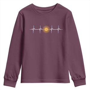 Argentina Sun of May Heartbeat ECG Pulse Argentine Pride Youth Sweatshirt TS11 Maroon Print Your Wear