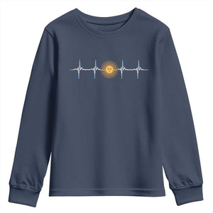 Argentina Sun of May Heartbeat ECG Pulse Argentine Pride Youth Sweatshirt TS11 Navy Print Your Wear