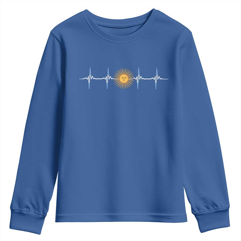 Argentina Sun of May Heartbeat ECG Pulse Argentine Pride Youth Sweatshirt TS11 Royal Blue Print Your Wear