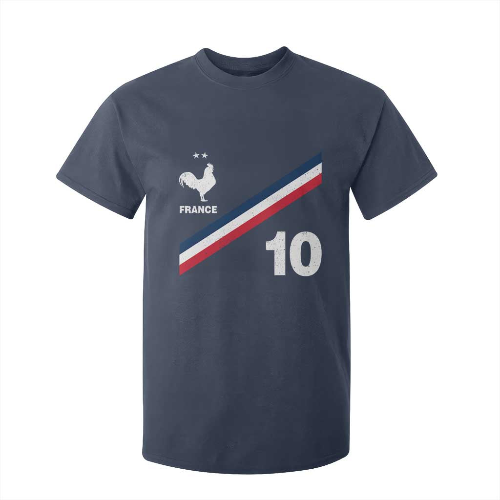 France Football Coq T Shirt For Kid French Flag Stripes Number 10 Athletic Soccer National Pride TS11 Navy Print Your Wear