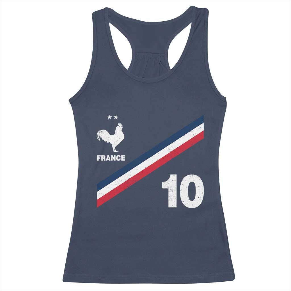 France Football Coq Racerback Tank Top French Flag Stripes Number 10 Athletic Soccer National Pride TS11 Navy Print Your Wear