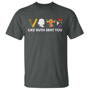 Vote Like Ruth Sent You T Shirt RBG Feminist Women's Rights TS11 Dark Heather Print Your Wear