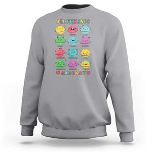 All Feelings Are Okay Sweatshirt School Teacher Psychologist Counselor Planets Back To School TS11 Sport Gray Print Your Wear