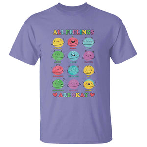 All Feelings Are Okay T Shirt School Teacher Psychologist Counselor Planets Back To School TS11 Violet Print Your Wear