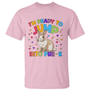 I'm Ready To Jump Into Pre-K T Shirt Back To School Rabbit Heart TS11 Light Pink Print Your Wear