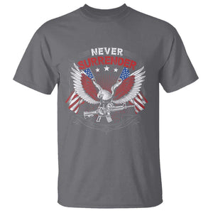 Trump 2024 T Shirt Never Surrender Presidential Election Eagle US Flag TS11 Charcoal Print Your Wear