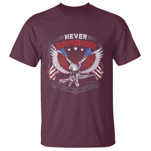 Trump 2024 T Shirt Never Surrender Presidential Election Eagle US Flag TS11 Maroon Print Your Wear