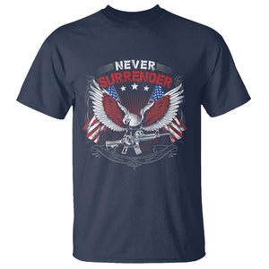 Trump 2024 T Shirt Never Surrender Presidential Election Eagle US Flag TS11 Navy Print Your Wear