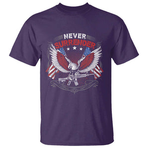 Trump 2024 T Shirt Never Surrender Presidential Election Eagle US Flag TS11 Purple Print Your Wear