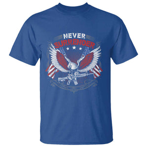 Trump 2024 T Shirt Never Surrender Presidential Election Eagle US Flag TS11 Royal Blue Print Your Wear