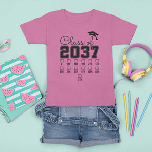 Class of 2037 T Shirt For Kid Grow With Me Pre-k To 12th Grade Handprint Mortarboard TS11 Azalea Print Your Wear