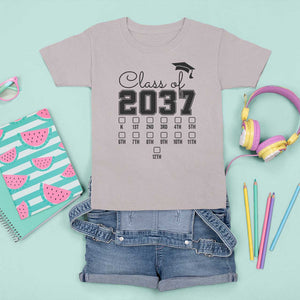 Class of 2037 T Shirt For Kid Grow With Me Pre-k To 12th Grade Handprint Mortarboard TS11 Ice Gray Print Your Wear