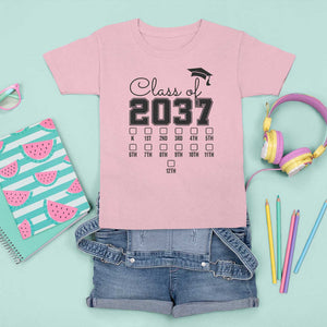 Class of 2037 T Shirt For Kid Grow With Me Pre-k To 12th Grade Handprint Mortarboard TS11 Light Pink Print Your Wear