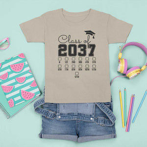 Class of 2037 T Shirt For Kid Grow With Me Pre-k To 12th Grade Handprint Mortarboard TS11 Sand Print Your Wear