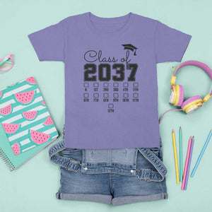 Class of 2037 T Shirt For Kid Grow With Me Pre-k To 12th Grade Handprint Mortarboard TS11 Violet Print Your Wear