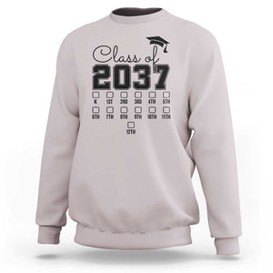 Class of 2037 Sweatshirt Grow With Me Pre-k To 12th Grade Handprint Mortarboard TS11 Ice Gray Print Your Wear