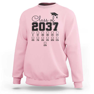 Class of 2037 Sweatshirt Grow With Me Pre-k To 12th Grade Handprint Mortarboard TS11 Light Pink Print Your Wear