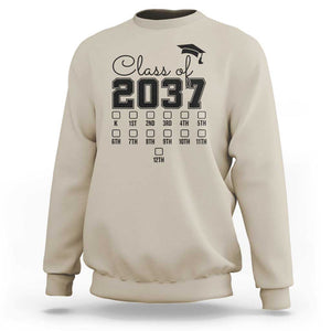 Class of 2037 Sweatshirt Grow With Me Pre-k To 12th Grade Handprint Mortarboard TS11 Sand Print Your Wear