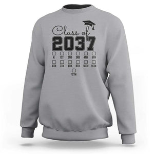 Class of 2037 Sweatshirt Grow With Me Pre-k To 12th Grade Handprint Mortarboard TS11 Sport Gray Print Your Wear