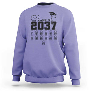 Class of 2037 Sweatshirt Grow With Me Pre-k To 12th Grade Handprint Mortarboard TS11 Violet Print Your Wear