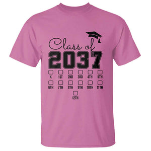 Class of 2037 T Shirt Grow With Me Pre-k To 12th Grade Handprint Mortarboard TS11 Azalea Print Your Wear