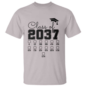 Class of 2037 T Shirt Grow With Me Pre-k To 12th Grade Handprint Mortarboard TS11 Ice Gray Print Your Wear