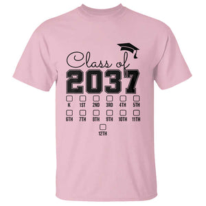 Class of 2037 T Shirt Grow With Me Pre-k To 12th Grade Handprint Mortarboard TS11 Light Pink Print Your Wear