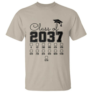 Class of 2037 T Shirt Grow With Me Pre-k To 12th Grade Handprint Mortarboard TS11 Sand Print Your Wear