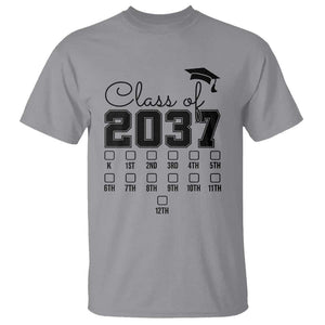 Class of 2037 T Shirt Grow With Me Pre-k To 12th Grade Handprint Mortarboard TS11 Sport Gray Print Your Wear