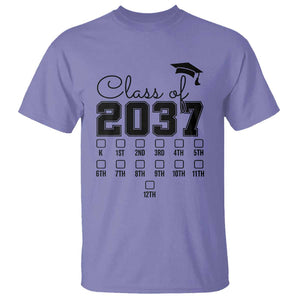 Class of 2037 T Shirt Grow With Me Pre-k To 12th Grade Handprint Mortarboard TS11 Violet Print Your Wear