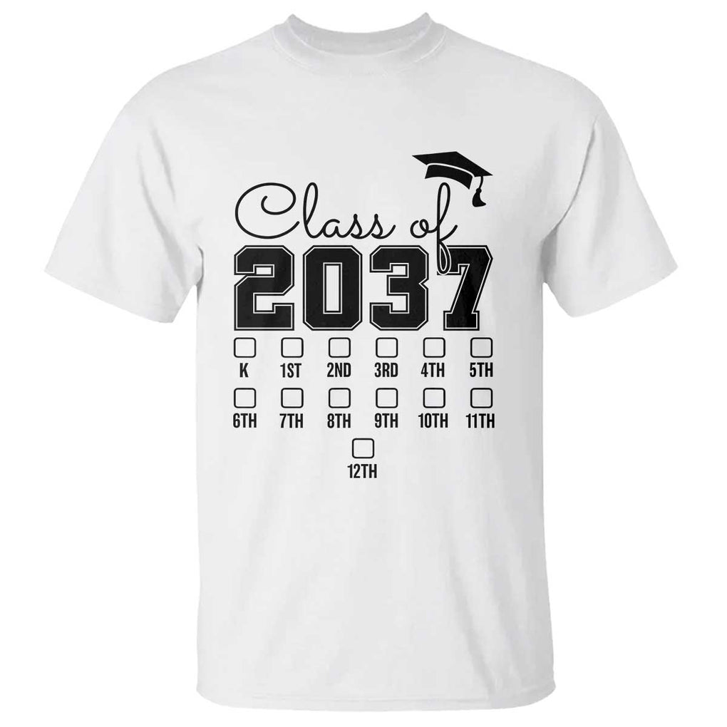 Class of 2037 T Shirt Grow With Me Pre-k To 12th Grade Handprint Mortarboard TS11 White Print Your Wear