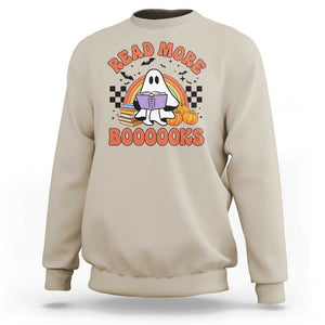 Halloween Teacher Sweatshirt Read More Books Cute Ghost Reading Pumpkin TS11 Sand Print Your Wear