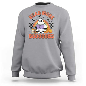 Halloween Teacher Sweatshirt Read More Books Cute Ghost Reading Pumpkin TS11 Sport Gray Print Your Wear