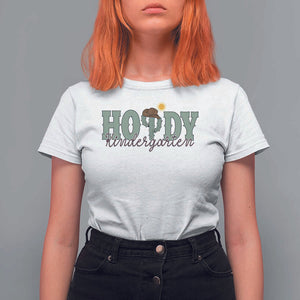 Howdy Kindergarten Teacher T Shirt For Women Rodeo Country Western Cactus Cowboy TS11 White Print Your Wear