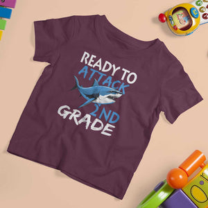 Back To School Second Grade T Shirt For Kid Ready To Attack 2nd Grade Jaw Shark TS11 Maroon Print Your Wear