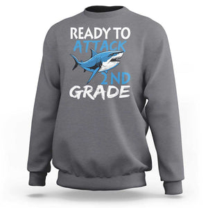 Back To School Second Grade Sweatshirt Ready To Attack 2nd Grade Jaw Shark TS11 Charcoal Print Your Wear