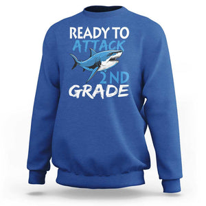 Back To School Second Grade Sweatshirt Ready To Attack 2nd Grade Jaw Shark TS11 Royal Blue Print Your Wear