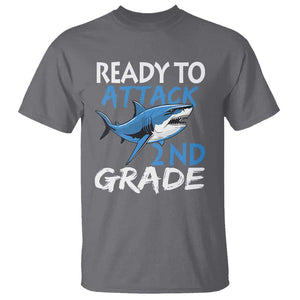 Back To School Second Grade T Shirt Ready To Attack 2nd Grade Jaw Shark TS11 Charcoal Print Your Wear