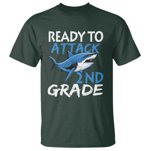 Back To School Second Grade T Shirt Ready To Attack 2nd Grade Jaw Shark TS11 Dark Forest Green Print Your Wear