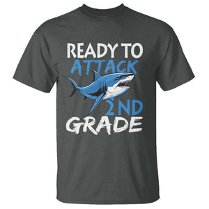 Back To School Second Grade T Shirt Ready To Attack 2nd Grade Jaw Shark TS11 Dark Heather Print Your Wear