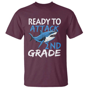 Back To School Second Grade T Shirt Ready To Attack 2nd Grade Jaw Shark TS11 Maroon Print Your Wear