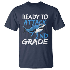 Back To School Second Grade T Shirt Ready To Attack 2nd Grade Jaw Shark TS11 Navy Print Your Wear