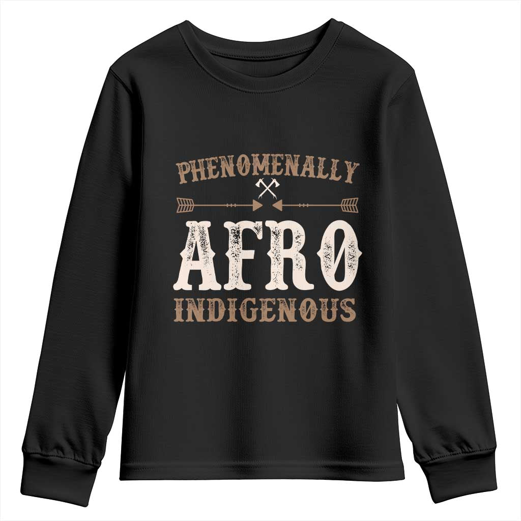 Proud Native American Phenomenally Afro Indigenous Youth Sweatshirt TS11 Black Print Your Wear