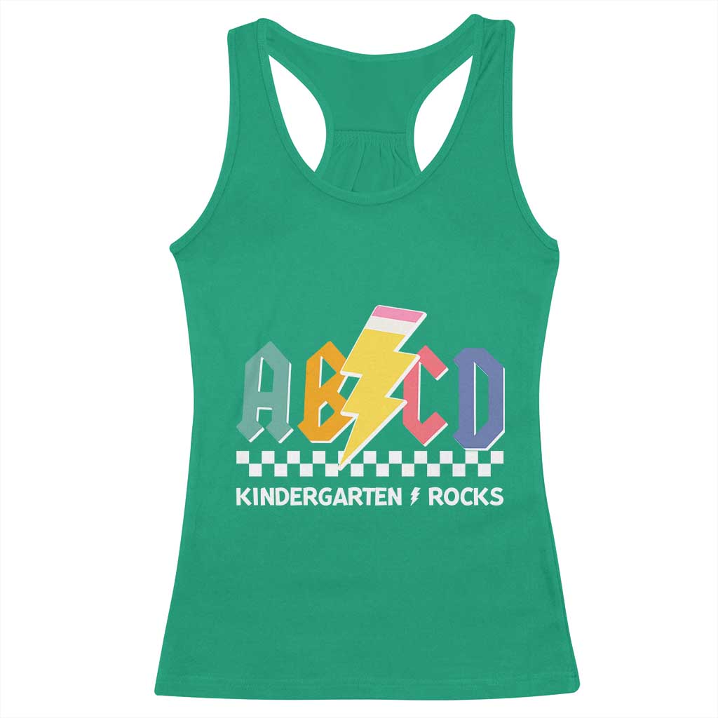 ABCD Kindergarten Rock And Roll Racerback Tank Top Teachers Back To School TS11 Irish Green Print Your Wear