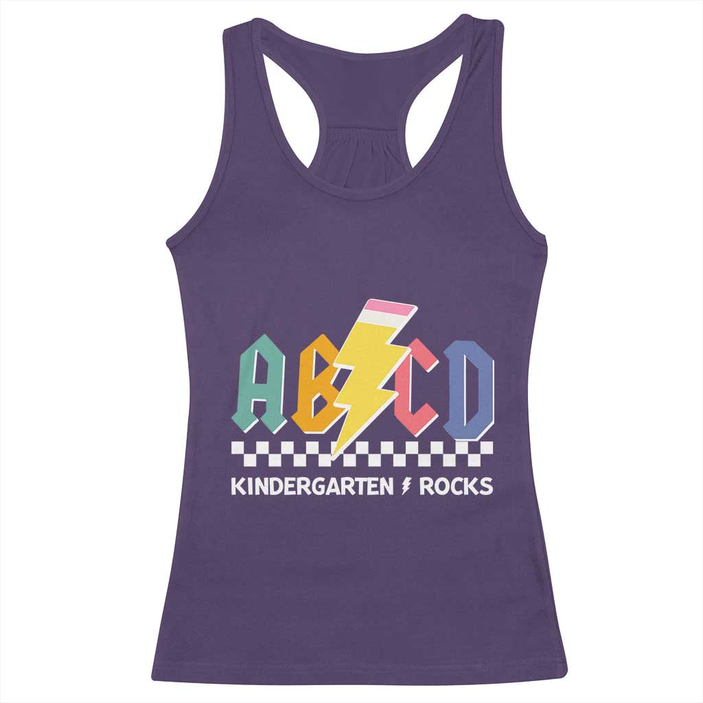 ABCD Kindergarten Rock And Roll Racerback Tank Top Teachers Back To School TS11 Purple Print Your Wear